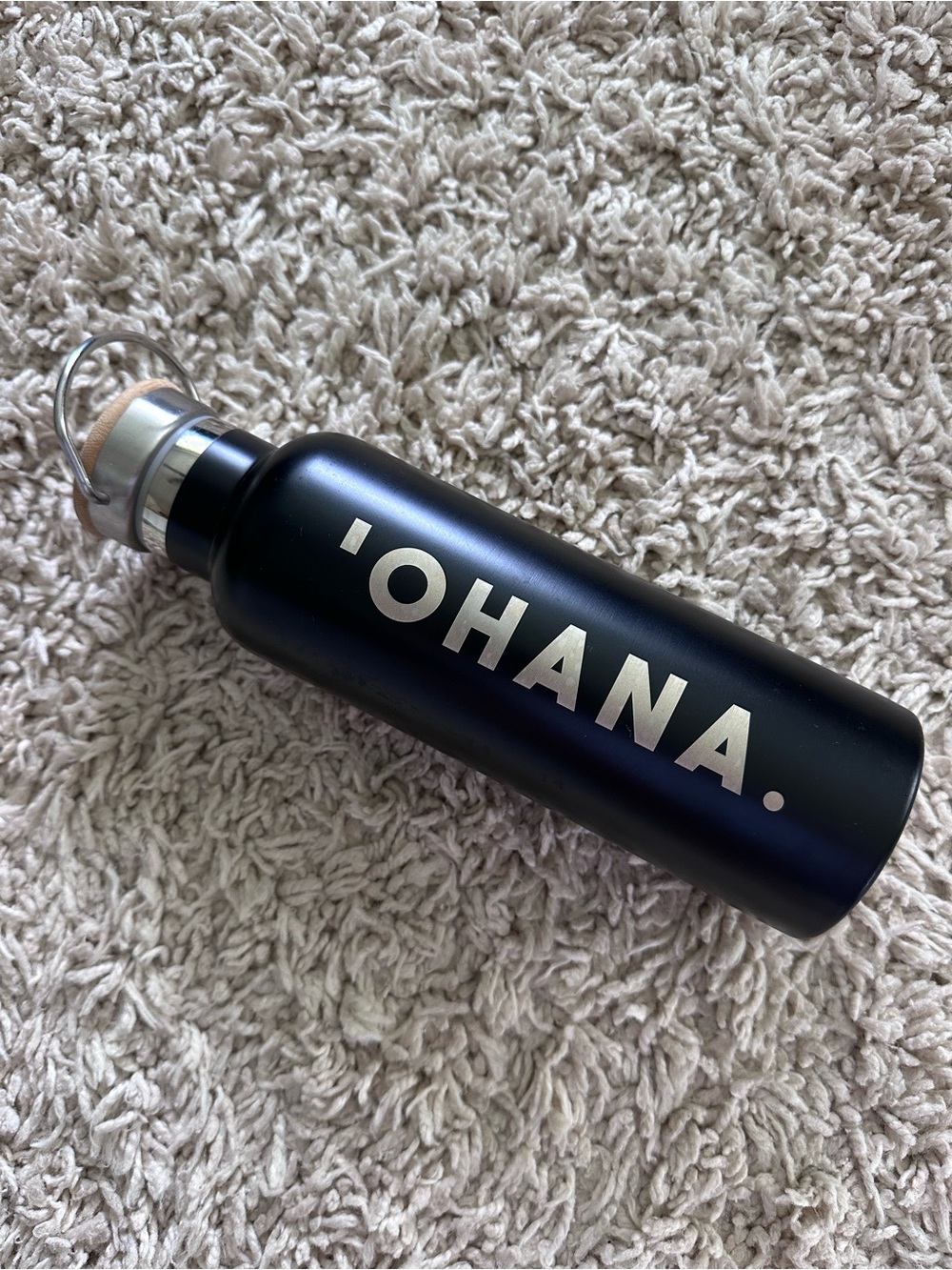 Black ‘OHANA Stainless Water Bottle with Silver Accent ALOHA lid
